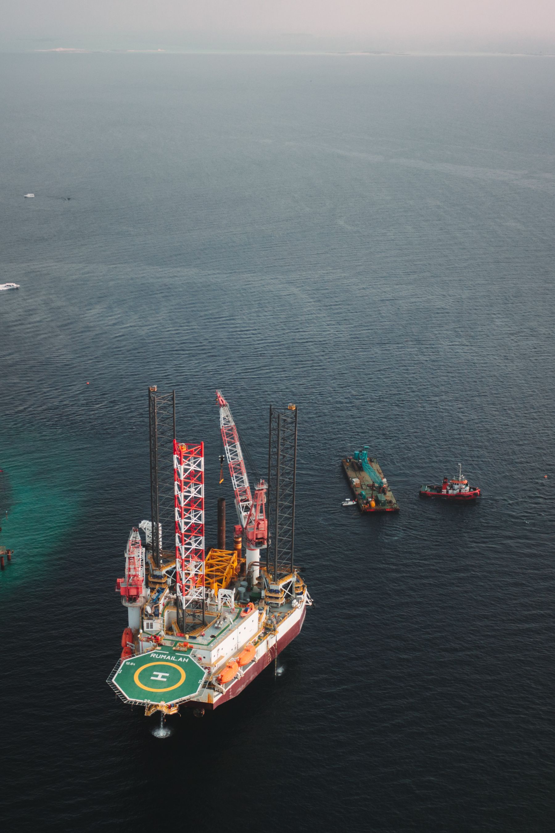 Offshore construction vessel and support craft operating at sea